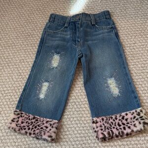 Little Mass Kids Jeans with Pink Leopard Cuffs